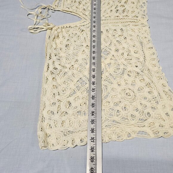 Free People Boho Ivory Battenberg Lace Convertible Halter Top Women Size XS/S - Picture 10 of 13